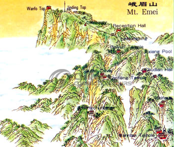 Map of Emeishan Mountain