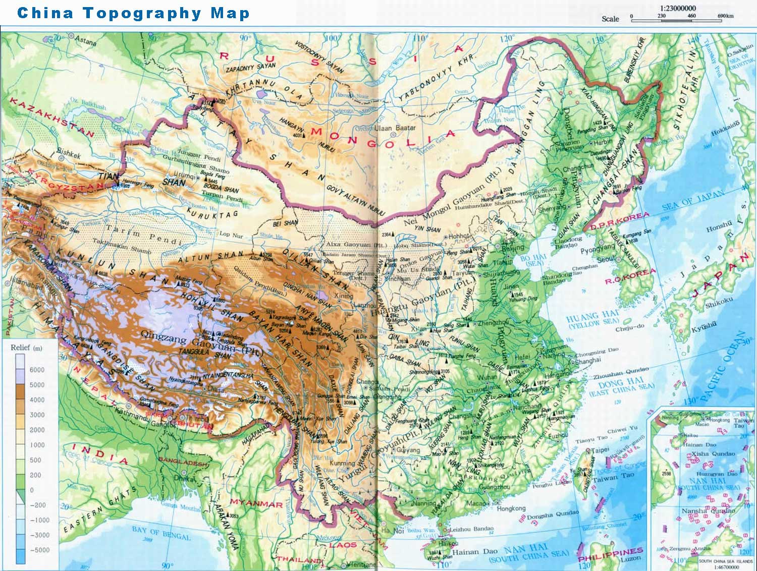 China Map Mountains