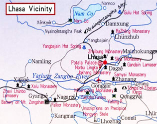 Lhasa Scenic Spots Map